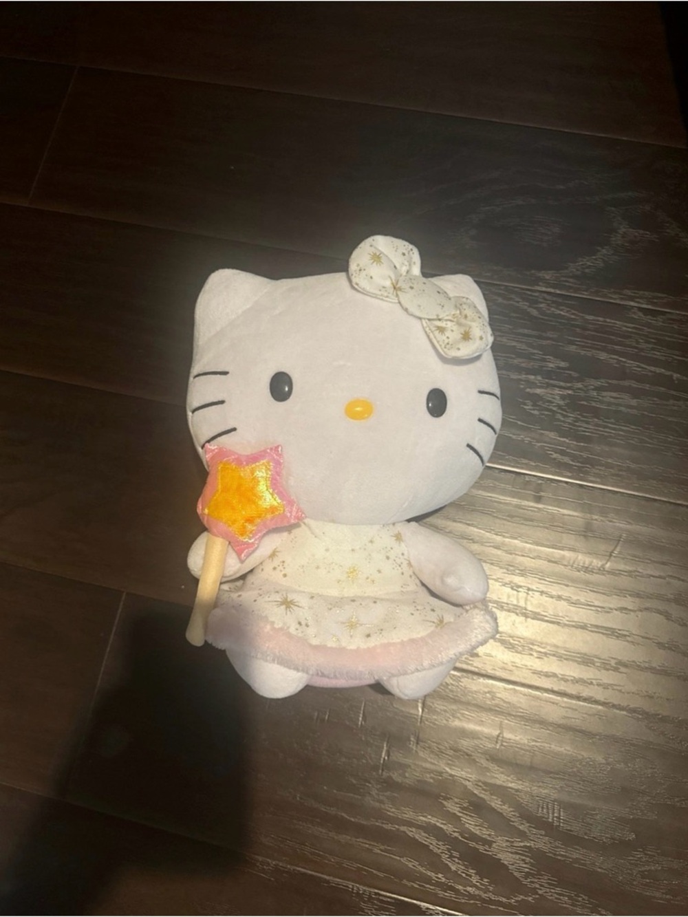 Hello Kitty Plush Doll in White, Pink & Gold Star Wand